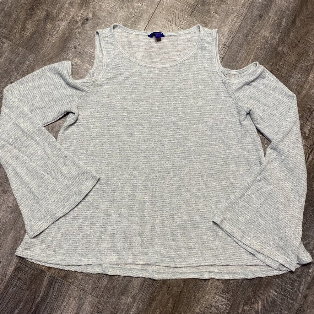 Aeropostale Women’s Size Medium Blue Silver Sparkle Peekaboo Shoulder Sweater
